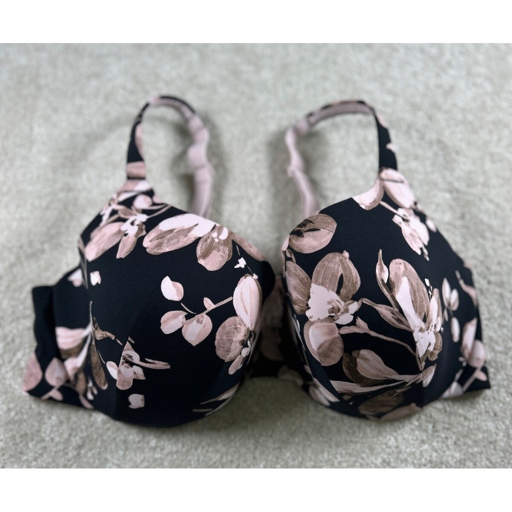 Cacique Size 42Dd Black Floral Bra Flirty Frisky Racy Sensual